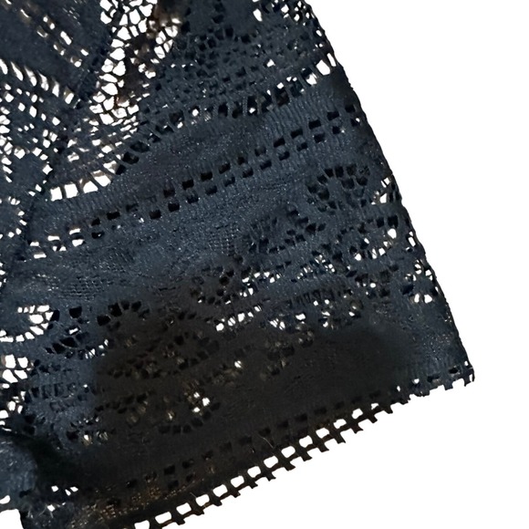 ECI Lace Blouse‎ Women 6 Black Empire Waist Short Sleeve Scoop Neck Whimsigoth - Picture 3 of 16